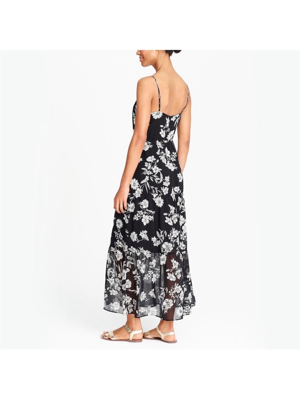 J. Crew Mercantile Black Maxi Dress with White Floral Print